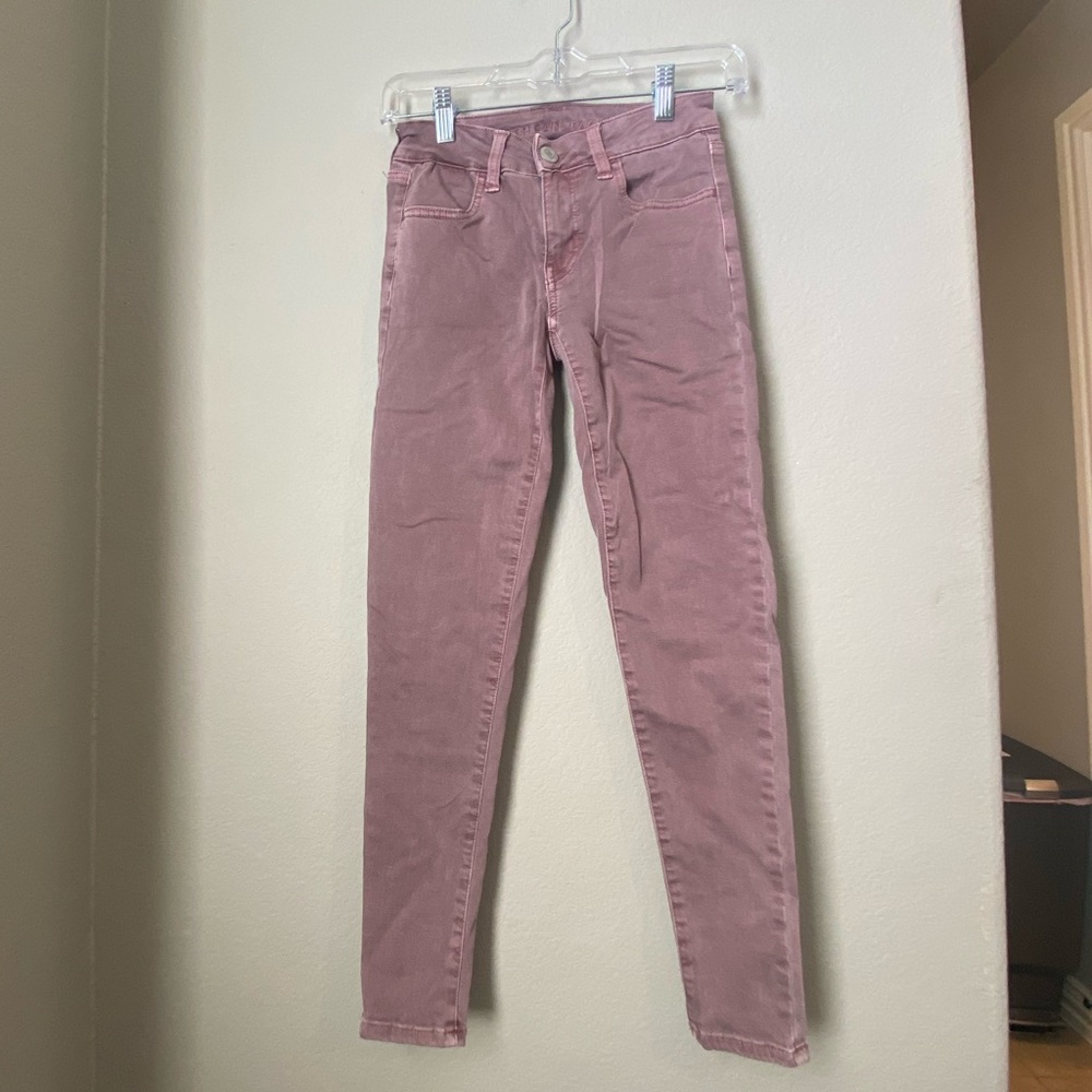 purple American eagle skinny jeans - size 0